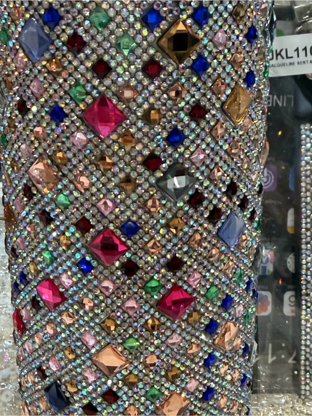 Multicolor Rhinestone Bedazzled  jacqueline Kent tumbler candy crush